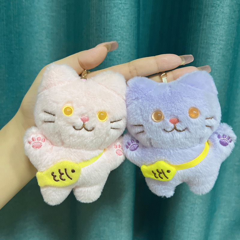Móc khoá mèo đeo túi cá cao cấp nhồi bông siêu dễ thương