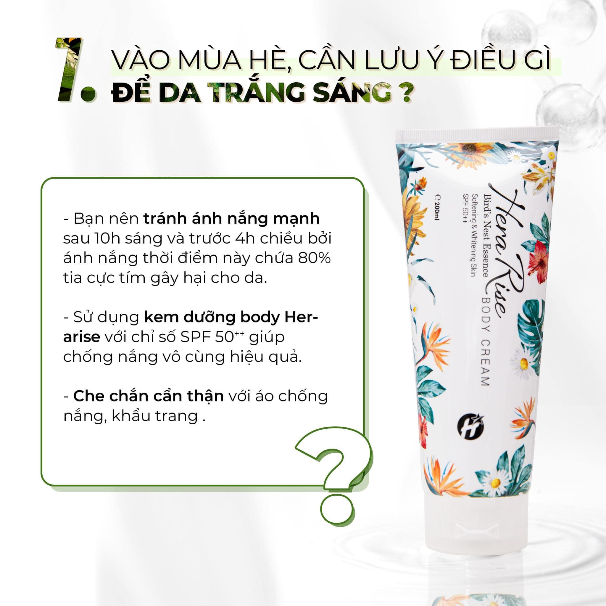 Kem chống nắng Body Herarise Body Cream SPF50++ dưỡng trắng da nâng tone 200ml