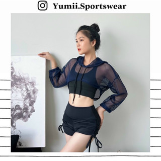 [ Yumii ] Áo Tank Thể Thao Mặc Ngoài Tập Gym Yoga Nữ - Áo Tank Lưới Mè Dáng Croptop Có Nón Mặc Ngoài Đi Tập Siêu Xinh