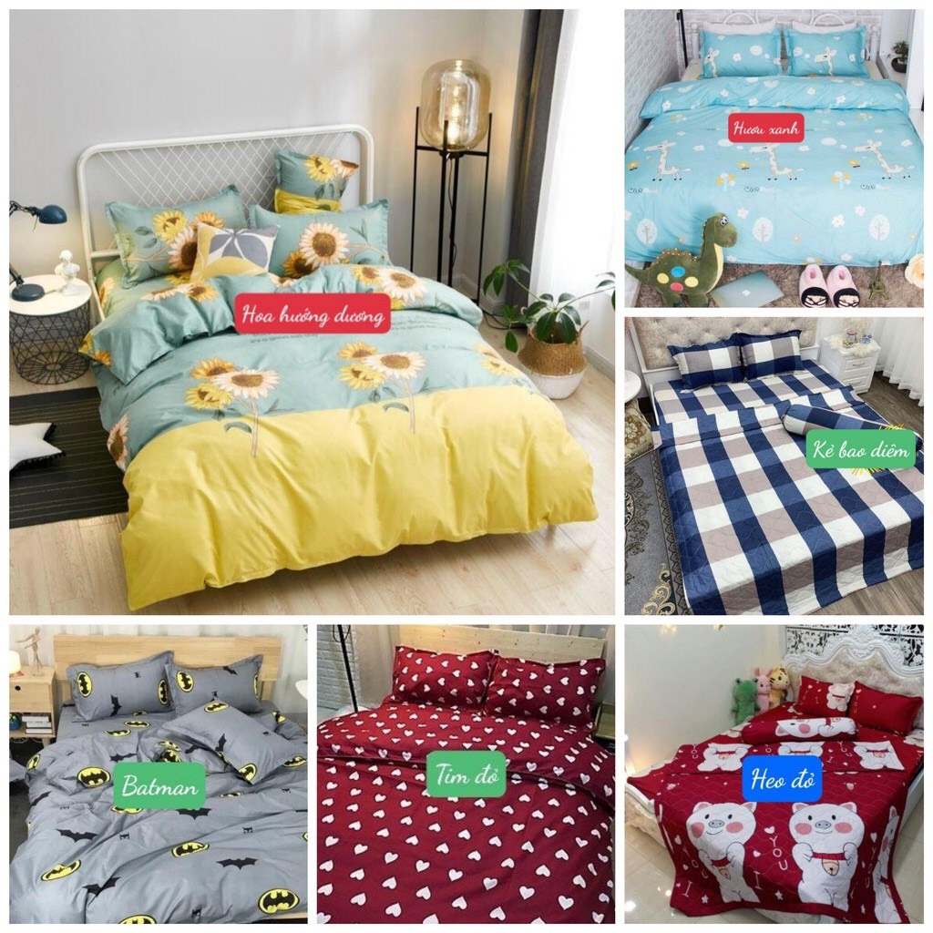 Bộ Ga gối 3 món 👑 1m4x2m 👑Vải poly cotton,chọn mẫu trên bài đăng