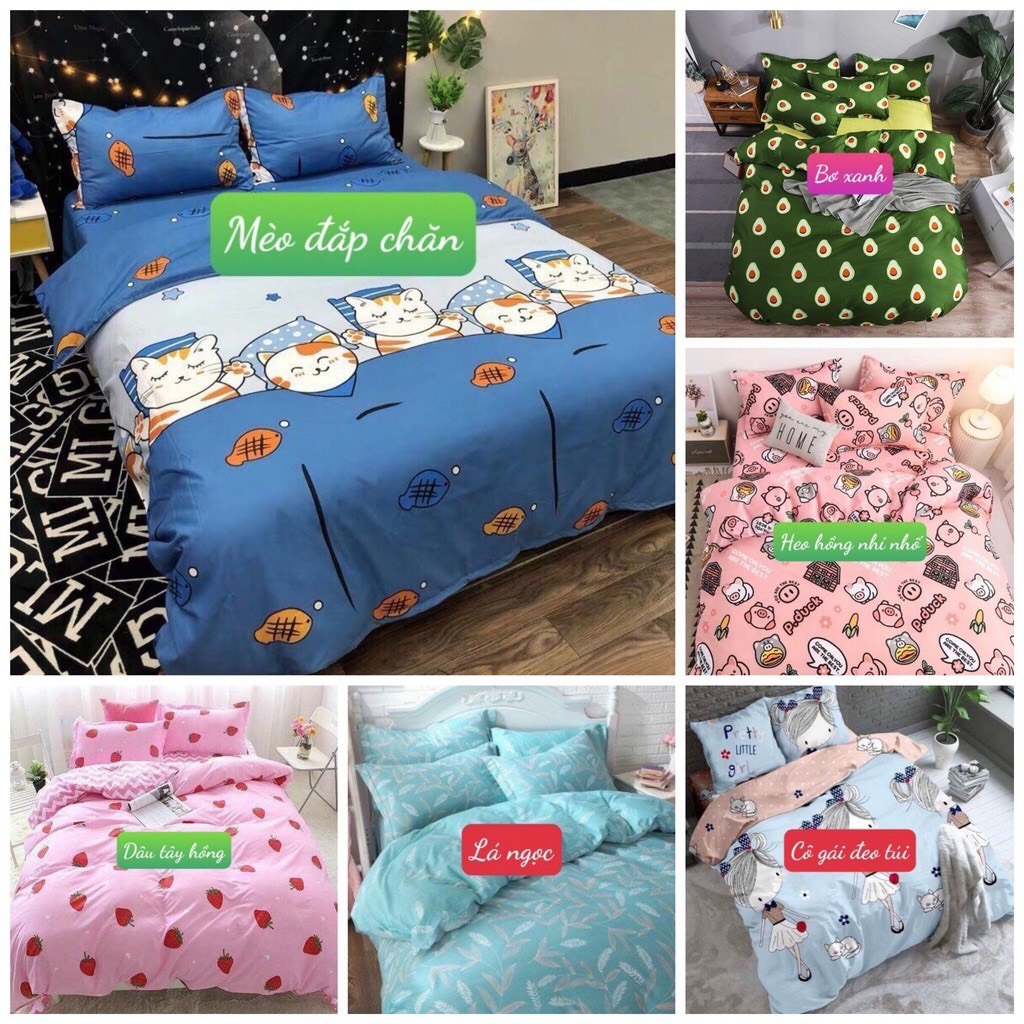 Bộ Ga gối 3 món 👑 1m4x2m 👑Vải poly cotton,chọn mẫu trên bài đăng