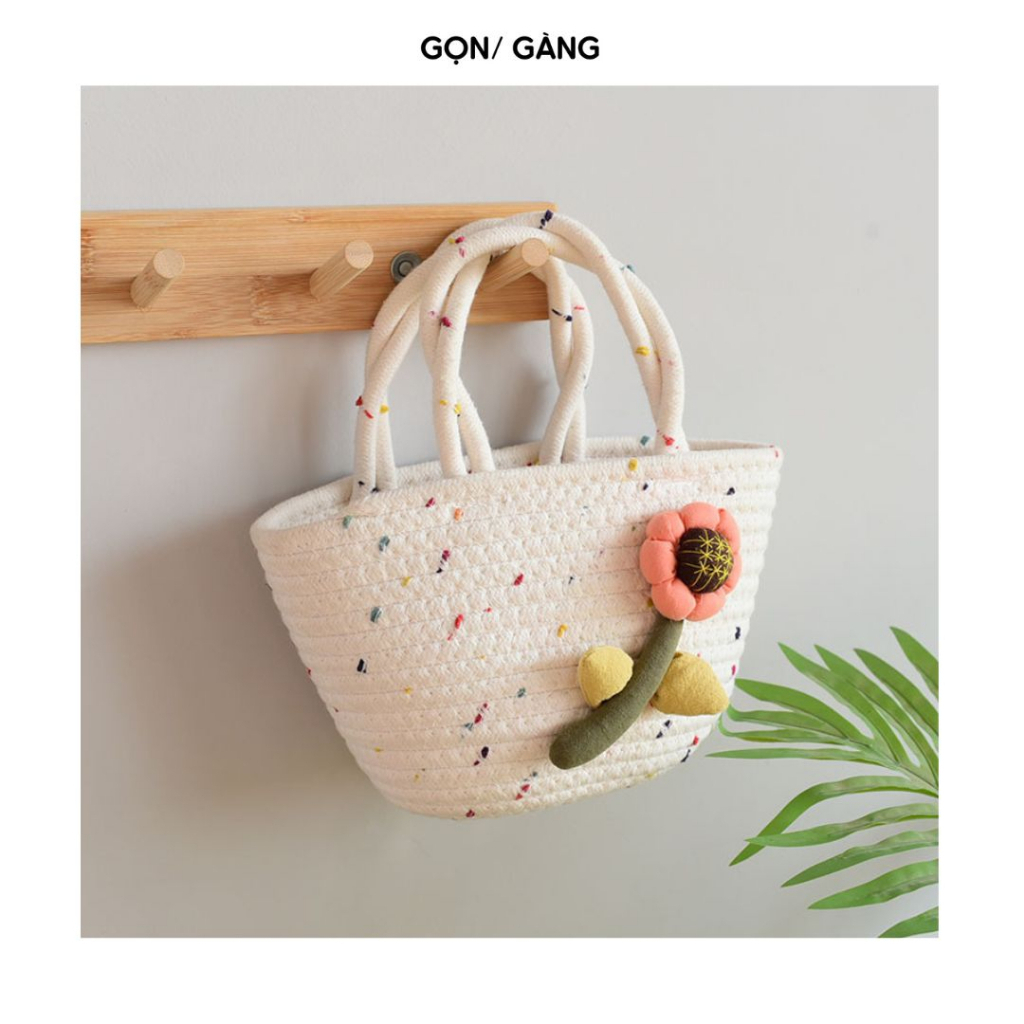 Túi cói vintage  mini cầm tay đi biển đi chơi du lịch phong cách hàn quốc