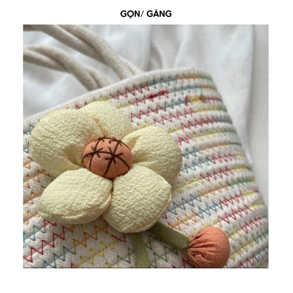 Túi cói vintage  mini cầm tay đi biển đi chơi du lịch phong cách hàn quốc