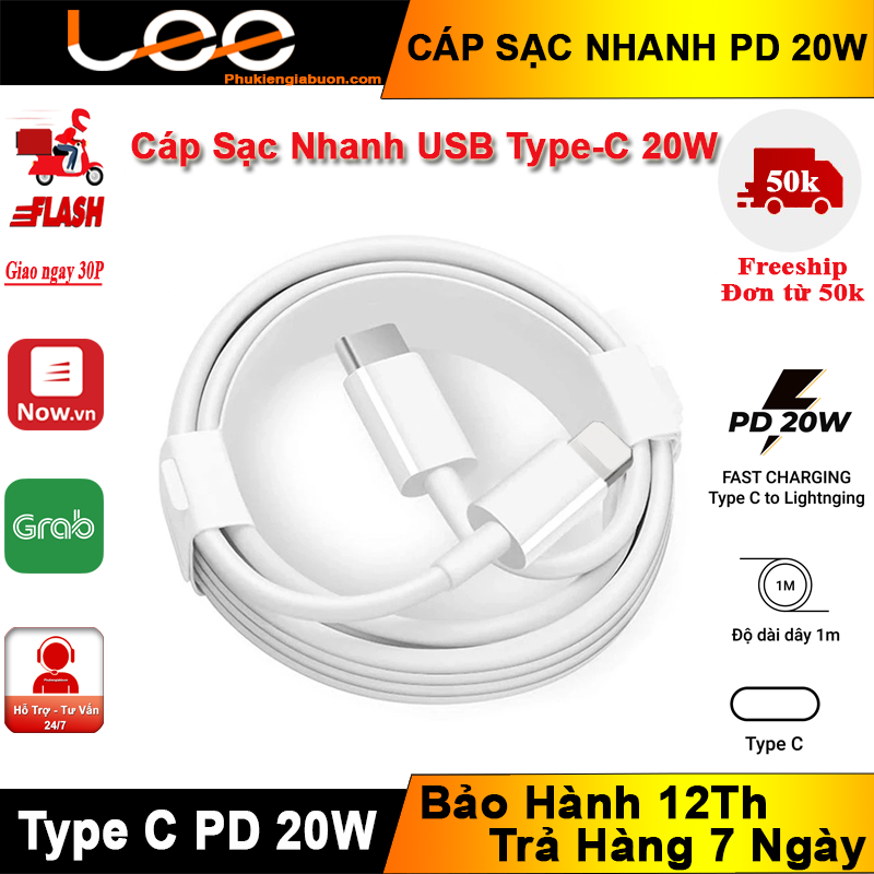 Cáp Sạc Nhanh USB Type-C 20W 8 Đến 14/14pro/max