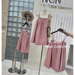 Váy 2 dây kẻ hồng siêu xinh NGN