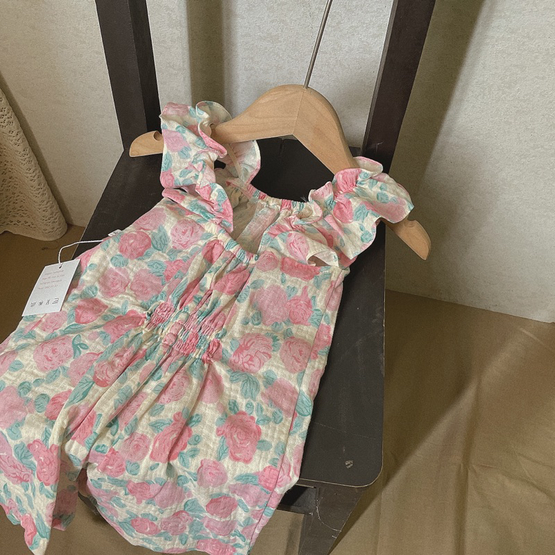 Bộ liền thân hoa hồng vai bèo chun Tiệm Su Kids