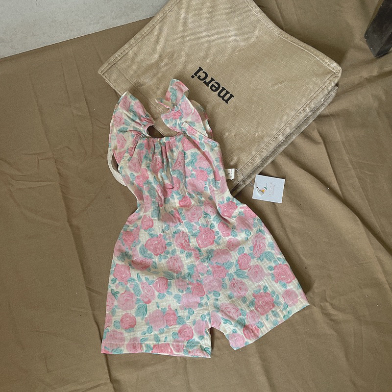 Bộ liền thân hoa hồng vai bèo chun Tiệm Su Kids