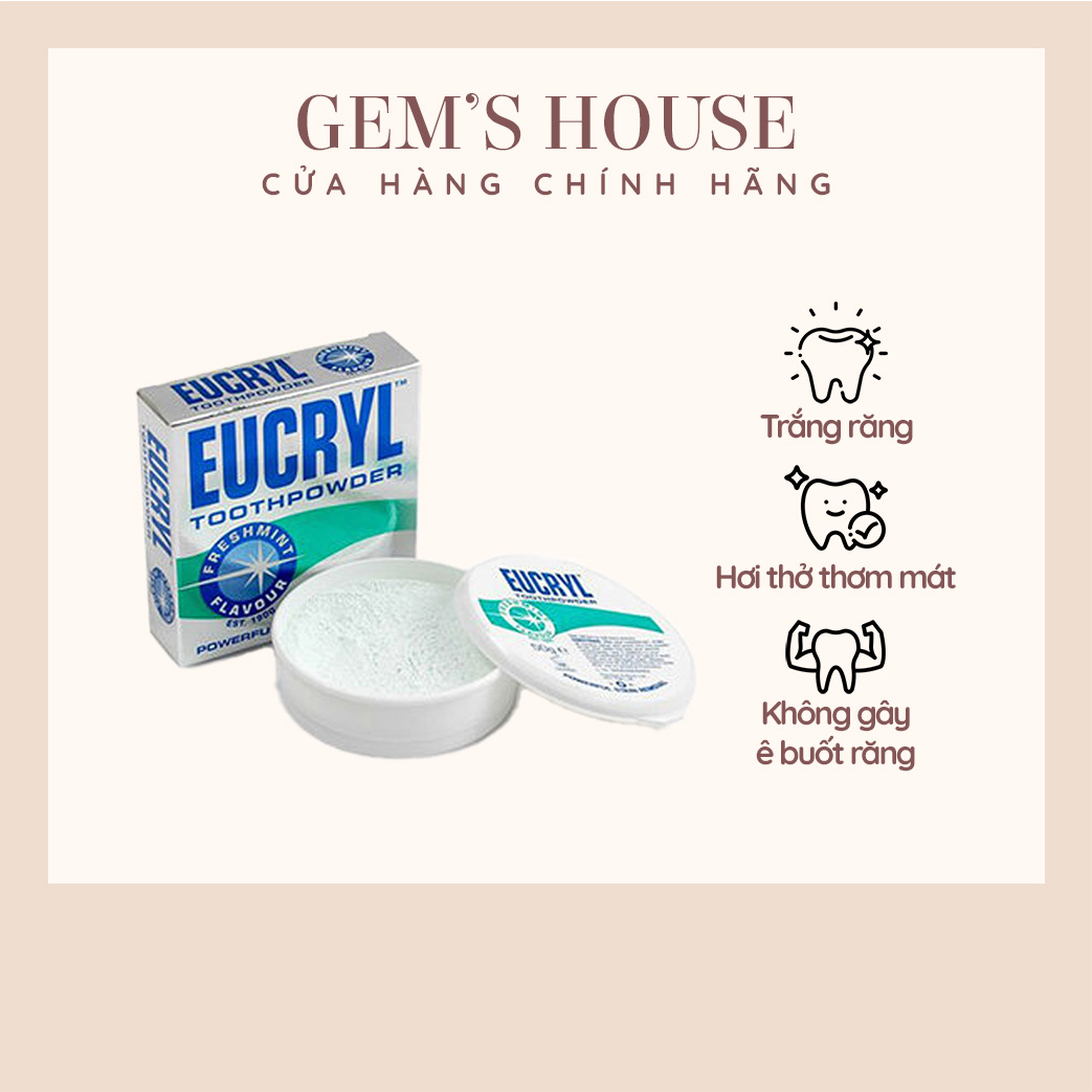 BỘT TẨY TRẮNG RĂNG BẠC HÀ EUCRYL TOOTHPOWDER FRESHMINT 50G