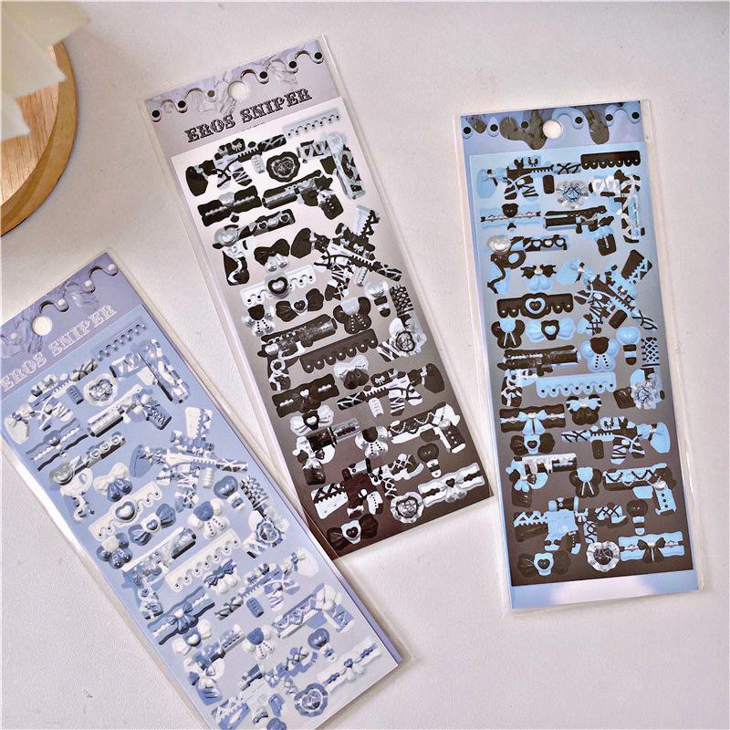 Sticker trang trí kim tuyến họa tiết vũ khí hàn quốc sang trọng