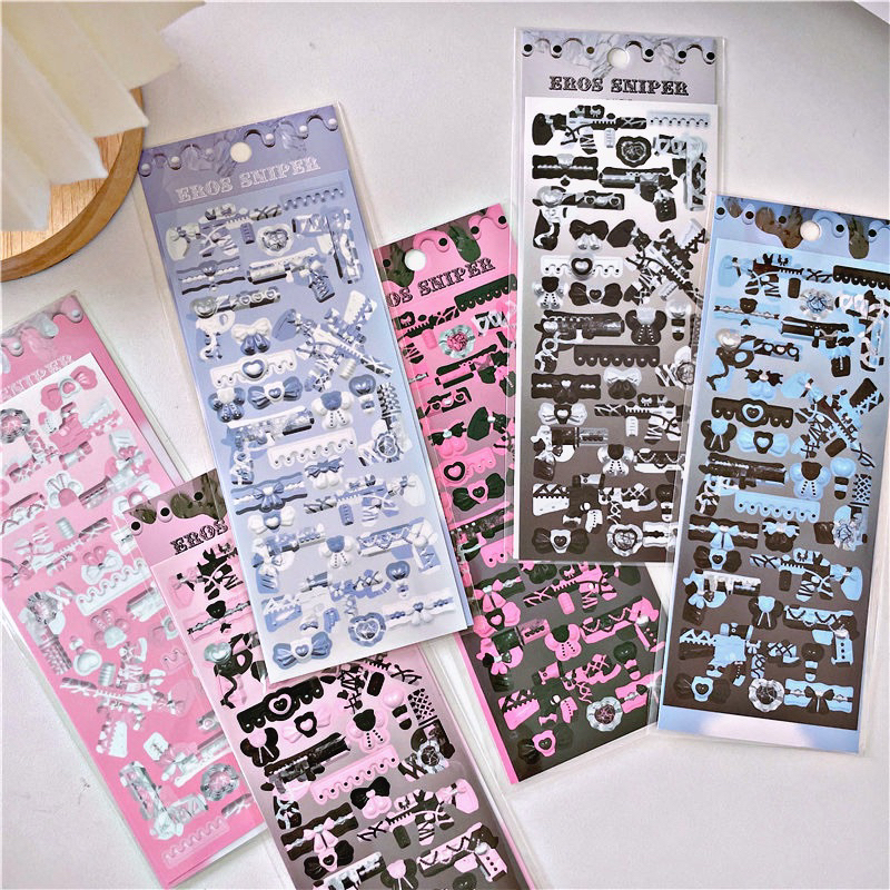 Sticker trang trí kim tuyến họa tiết vũ khí hàn quốc sang trọng