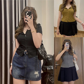 AT20 Áo Thun Tăm Nhiều Khuy Bigsize