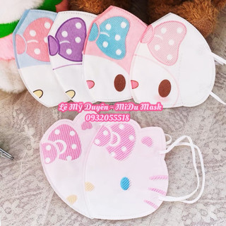 Túi 10 cái khẩu trang mặt thỏ hello kitty cute cho bé 4-8 tuổi