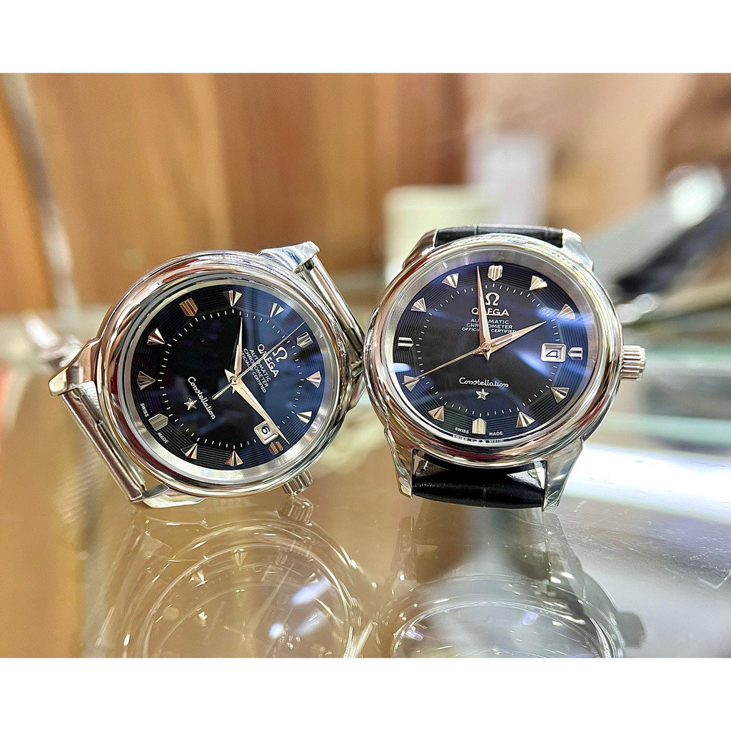 Đồng hồ Nam OMG dây da cơ 3kim size 38-39mm vỏ trắng mặt đen