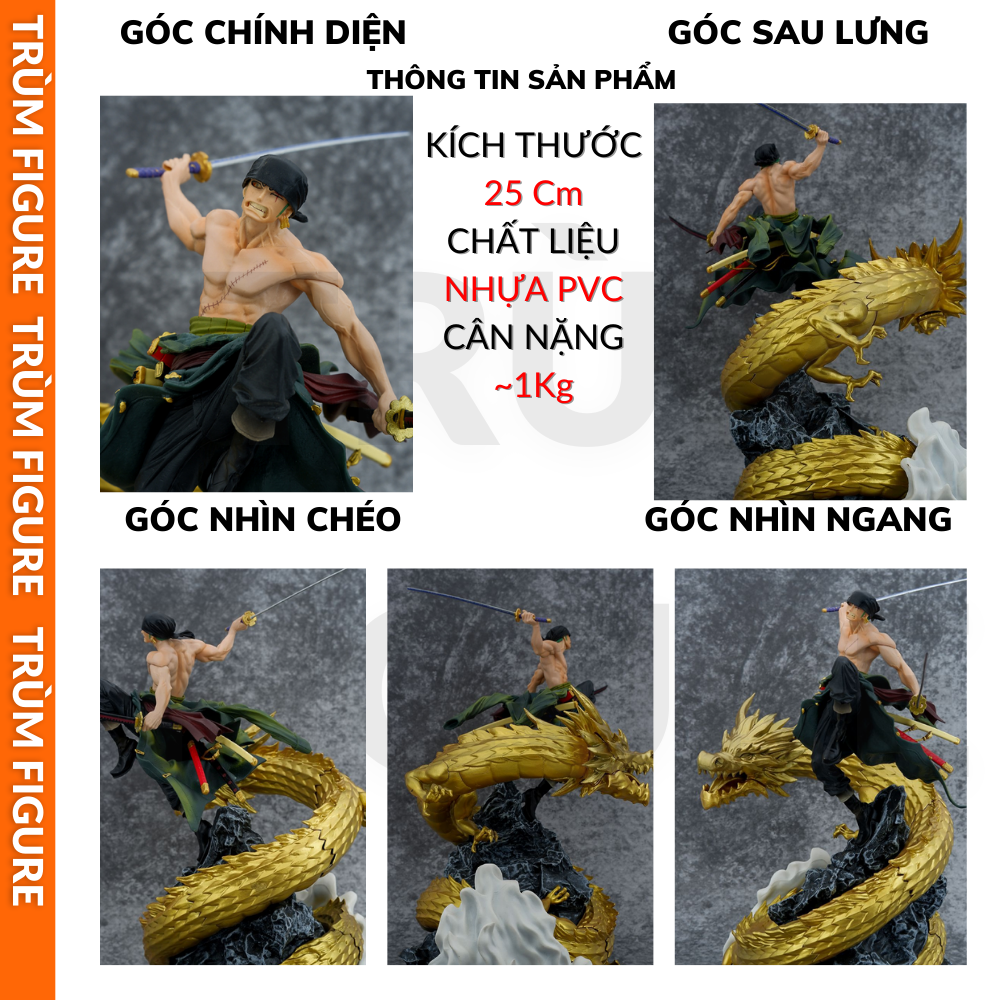 Mô hình, Figure ZORO RỒNG VÀNG One Piece - Figure One Piece-Full box Trùm figure