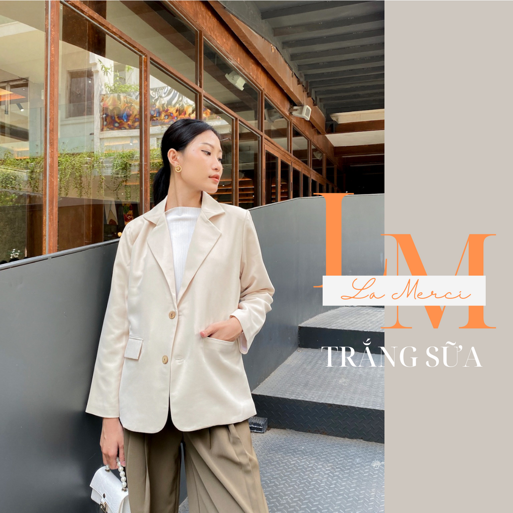 Áo blazer nữ, áo vest dài tay công sở 2 lớp, có đệm vai nhẹ, có túi phong cách Hàn Quốc - LaMerci BL02