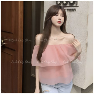 Áo Trễ Vai Bồng Bềnh Kiểu Dáng Hàn Quốc ♥️ Áo crotop bẹt vai - Linh Chip Shop