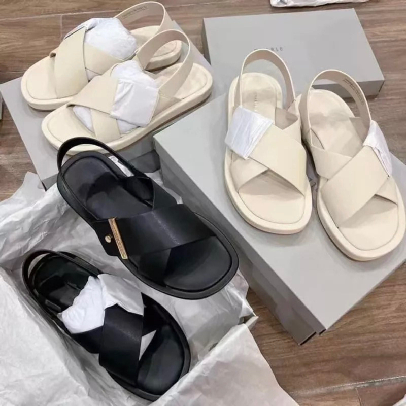 Dép nữ Sandal cê ka đế bằng mặt chéo size 35-40 kèm hộp (FOME TO LÙI LẠI 1 SIZE)