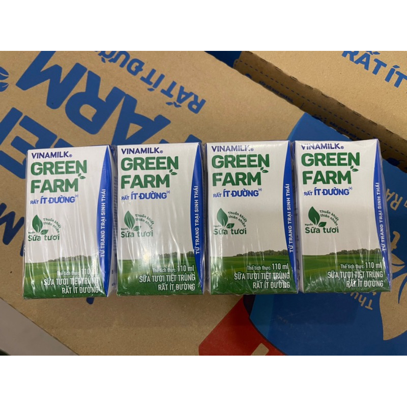 Thùng 48 hộp sữa tươi Vinamilk Greenfarm rất ít đường 110ml