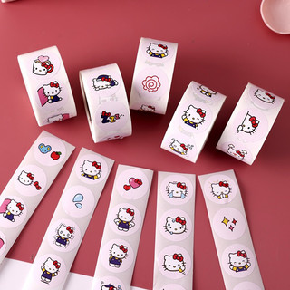 Cuộn 500 sticker tem dán gói hàng trang trí Hello Kitty