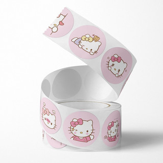 Cuộn 500 sticker tem dán gói hàng trang trí Hello Kitty