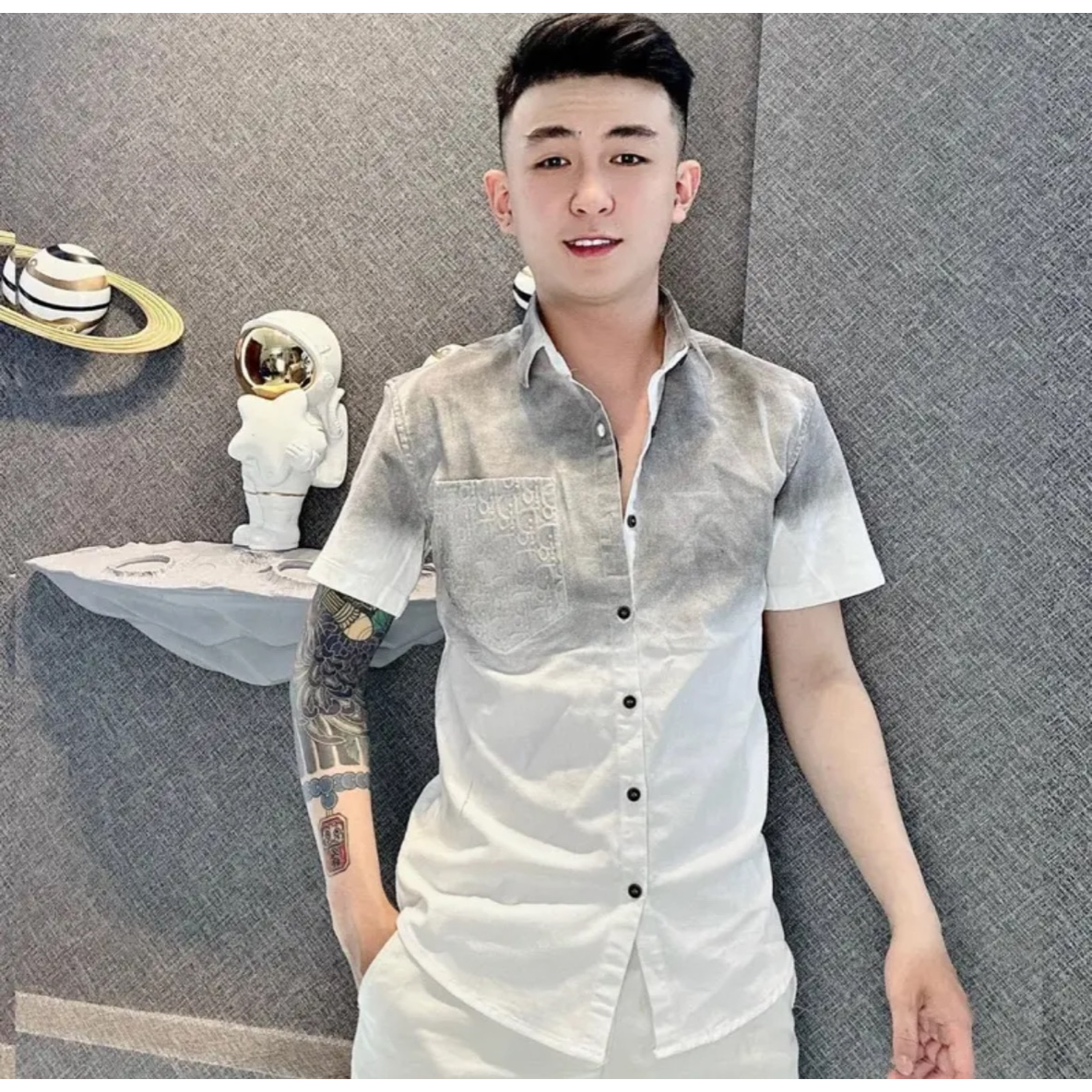 Áo sơ mi nam nữ vải đũi dập nổi vân nổi DI.OR thêu túi dễ phối đẹp giá rẻ đủ mẫu mới cao cấp PVT FASHION
