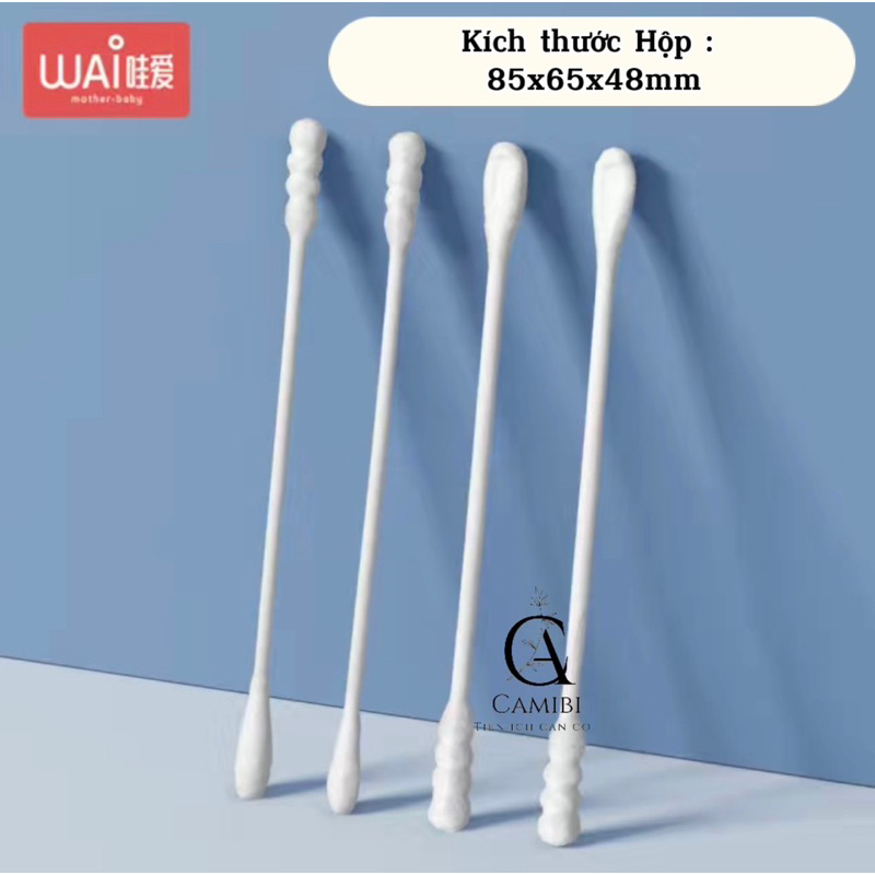 Hũ 200 tăm bông 2 đầu kháng khuẩn thân giấy hình chú sư tử hung dữ 7.3cm