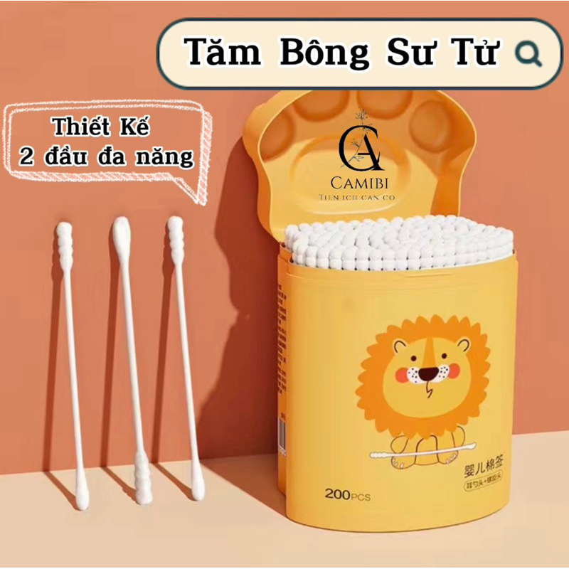 Hộp 200 Tăm Bông 2 Đầu Đa Năng Kháng Khuẩn Thân Giấy. Sử Dụng Được Kể Cả Trẻ Nhỏ. Vệ Sinh An Toàn Tiện Lợi