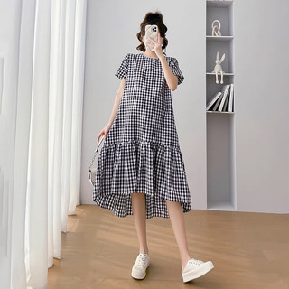 Đầm caro dáng suông basic đuôi cá