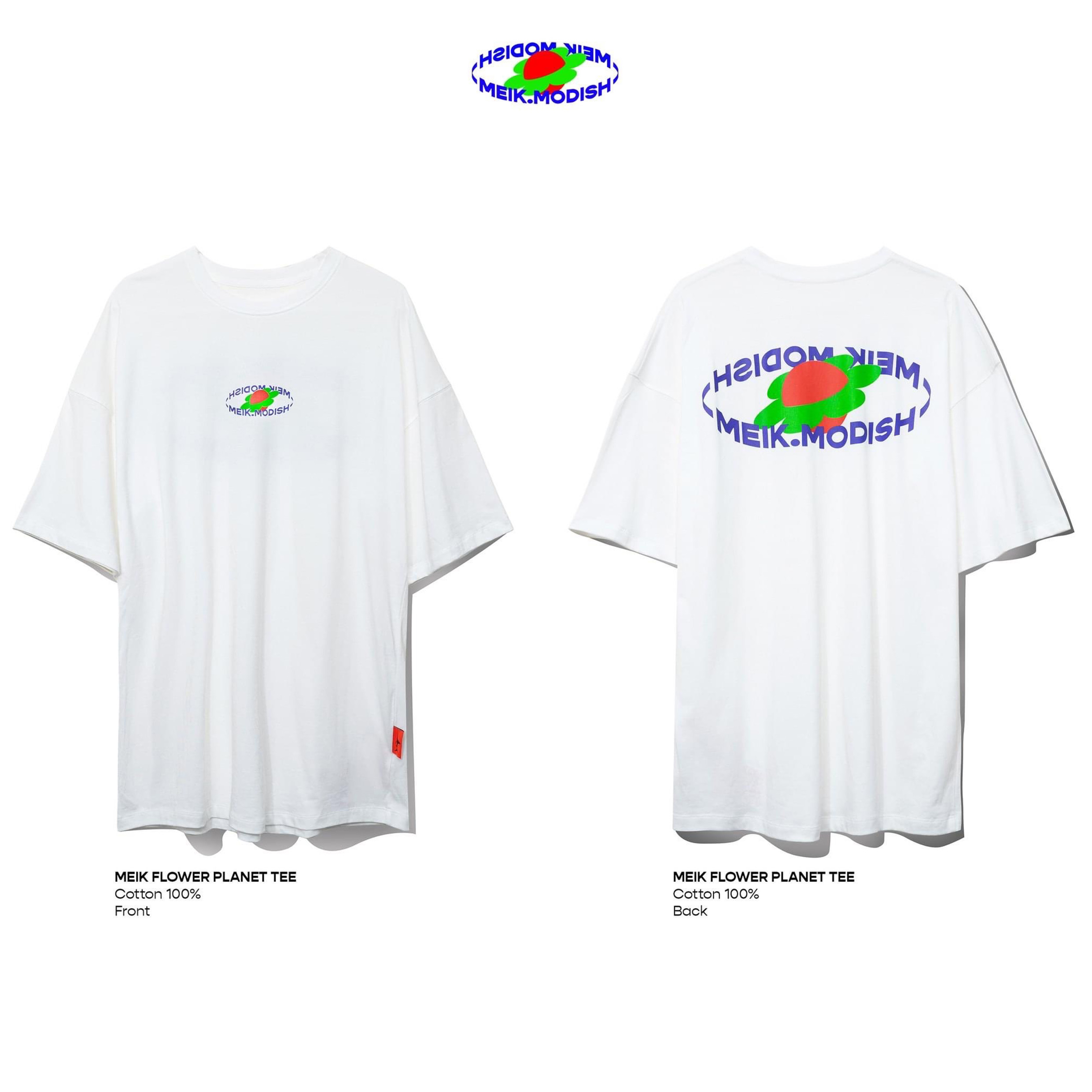 KIẾM LÀ MỐT FLOWER PLANET WHITE - áo thun phom rộng in logo