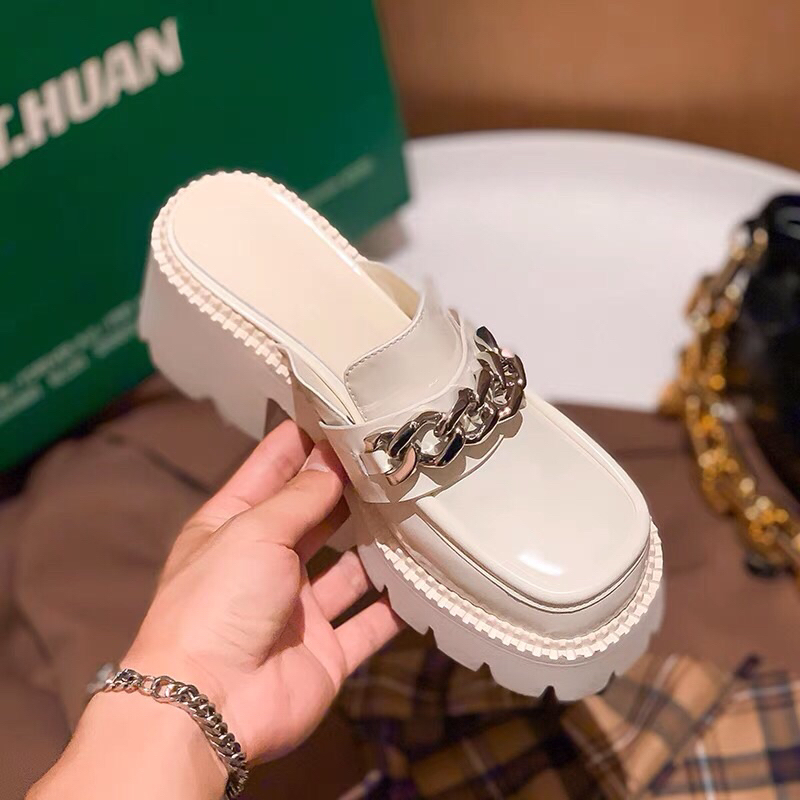 Giày Nữ Cao Gót Dạng Sục Form Dáng Oxford Độn Đế 5.5cm