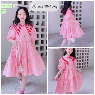 Đầm xoè bé gái Sofia Candy. Đầm xoè tiểu thư dáng 3 tầng màu hồng ngọt ngào cho bé 10-40kg 1Y-10Y