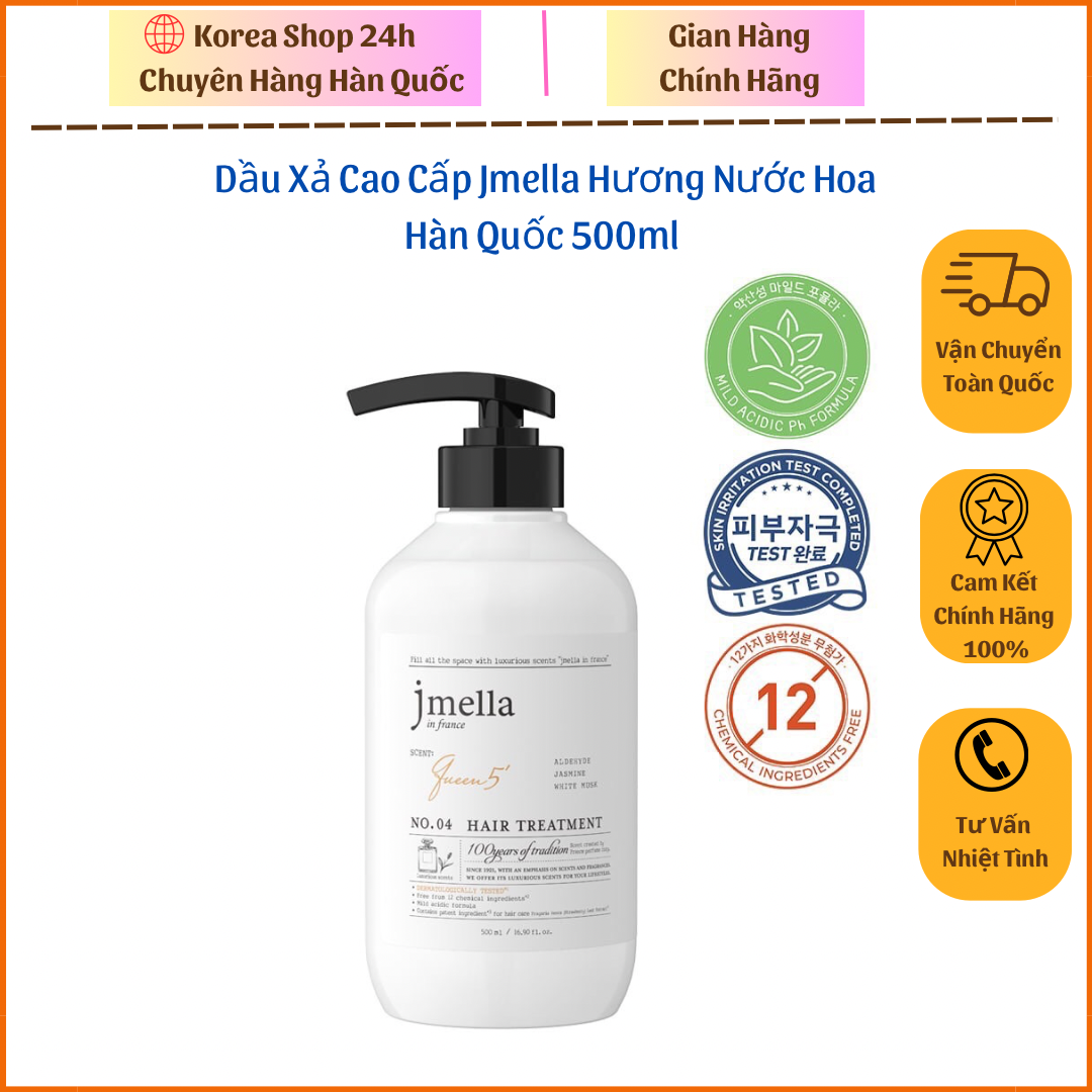 Dầu xả cao cấp JMELLA Hàn Quốc 500ml, hương nước hoa Pháp sang trọng, quyến rũ…sẵn 3 mùi: Dior, Dolce, Chanel