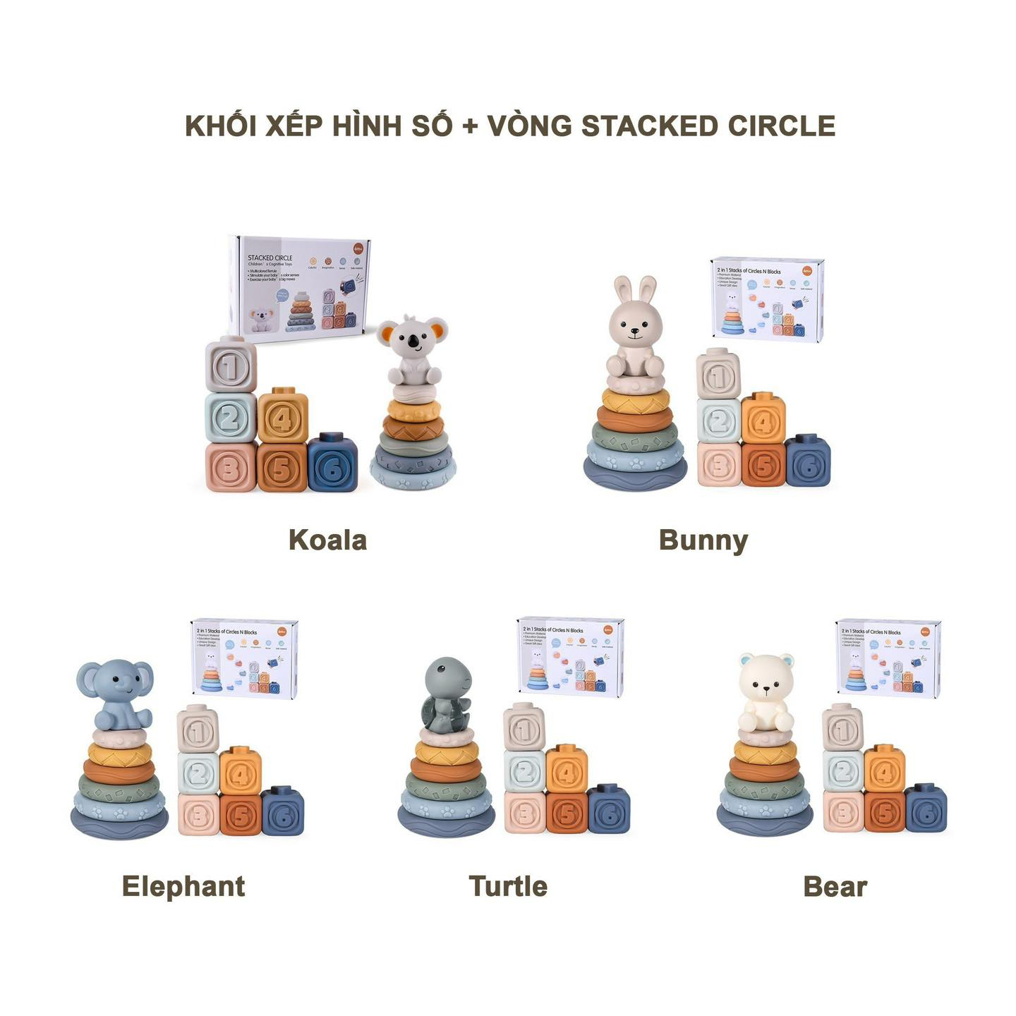 Khối Xếp Hình Stacked Circle Konigkids Cho Bé