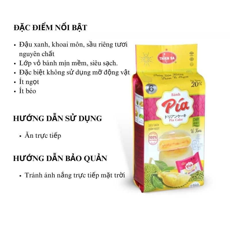Bánh Pía Sầu Riêng Thiên Sa Thuần Chay Vegan, Bánh Bía Ăn Kiêng Đậu Xanh Healthy Lecomax B01