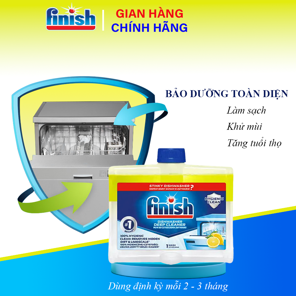 Dung Dịch Vệ Sinh Máy Rửa Bát Finish Chai 250ml Hương Chanh/ Soda Vệ Sinh Máy Rửa Chén Tẩy Sạch Cặn Bẩn Và Diệt Khuẩn