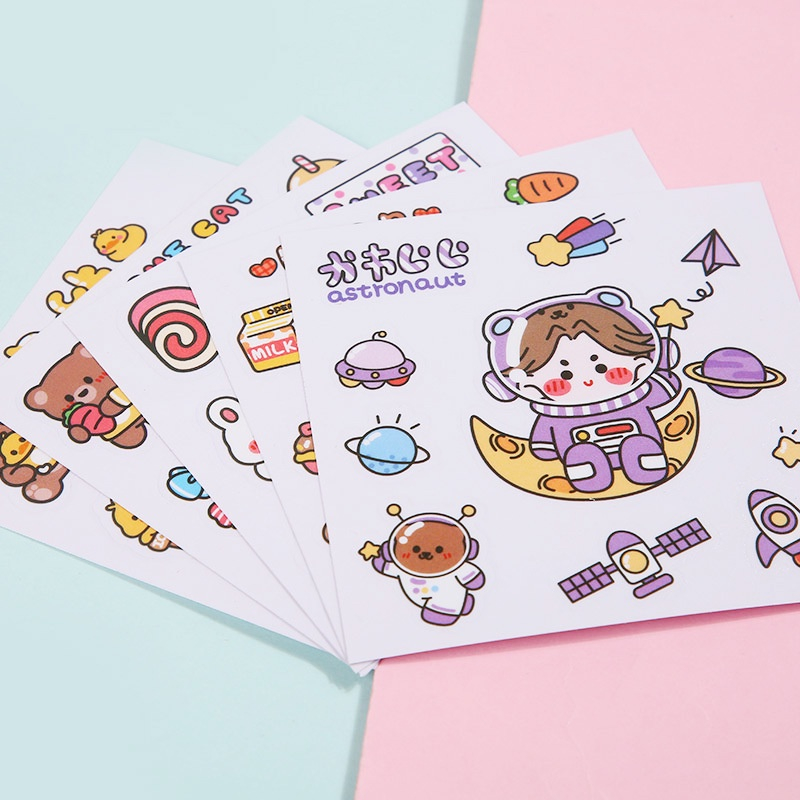 Sticker Cute Cao Cấp Dán Cốc, Vở, Bình Nước, Hộp Bút 7.5*7.5cm Họa Tiết Hoạt Hình BQSHOP