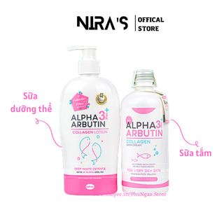 (Có sẵn)Cặp sữa tắm và sữa dưỡng thể kích trắng Alpha Arbutin