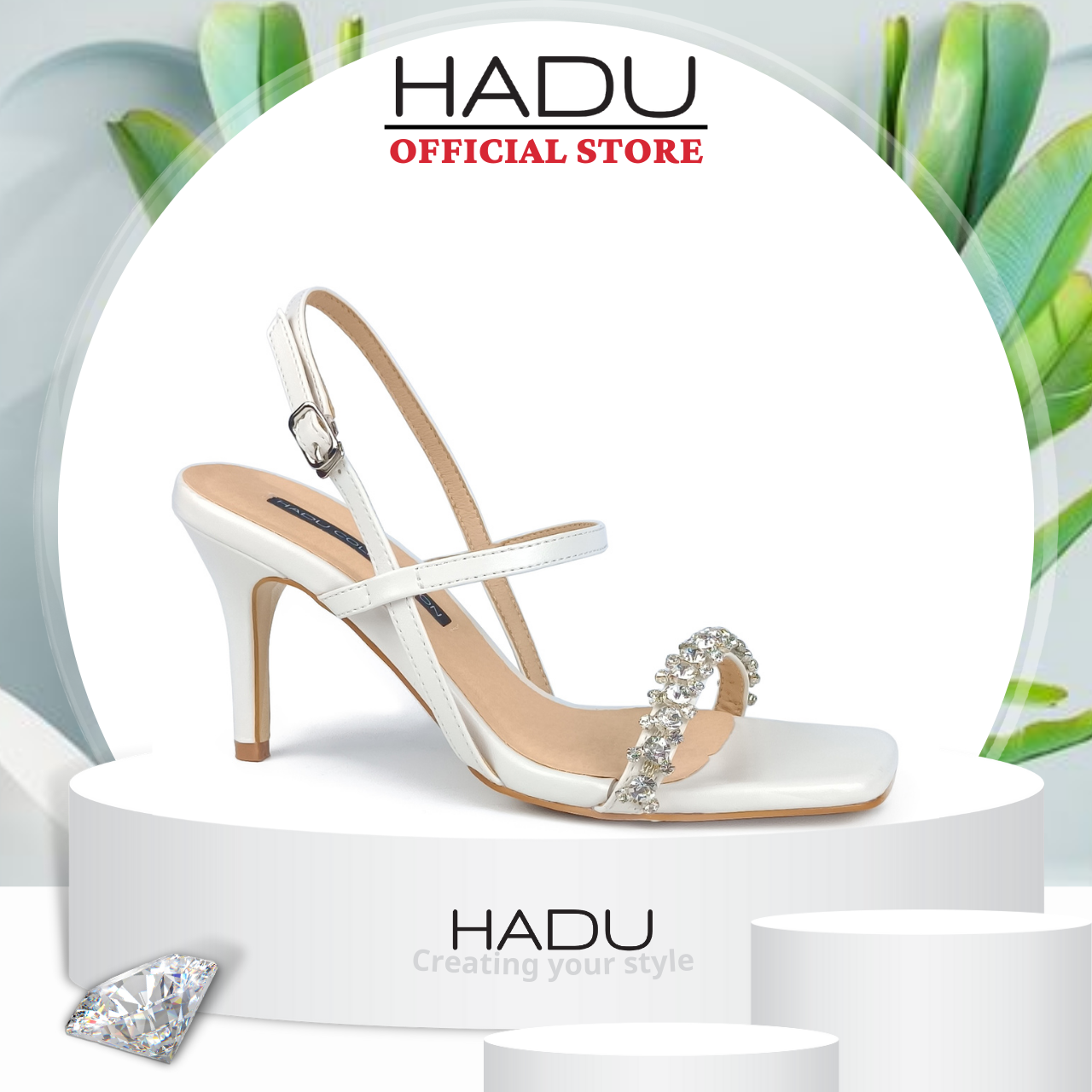 Giày Sandal cao gót 7p đính đá JP HADU M7110 sang chảnh xịn mịn - Bảo hành 24T
