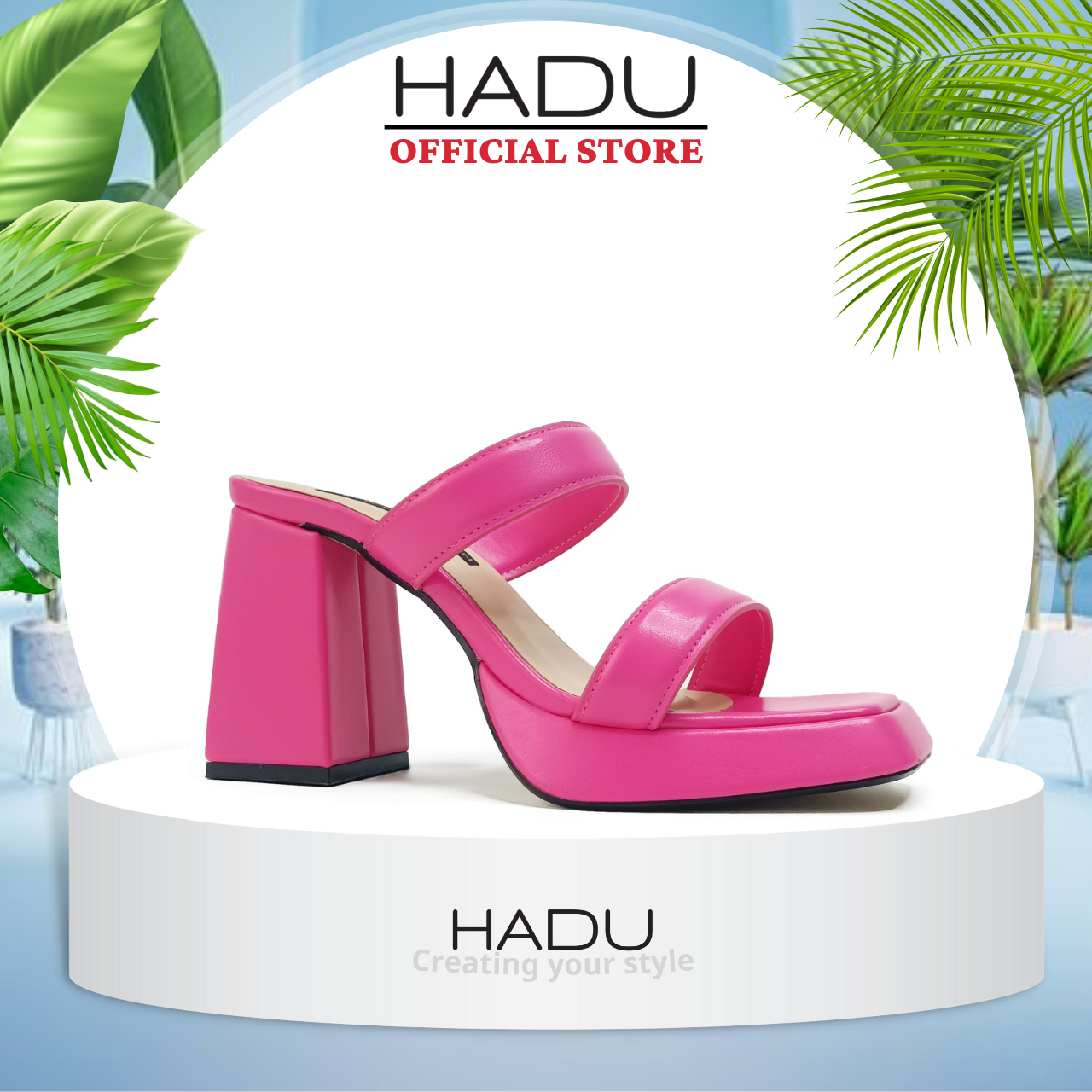Dép nữ cao gót 9p đế vuông 2Q Cool Treding HADU MD134 Bảo hành 24 tháng