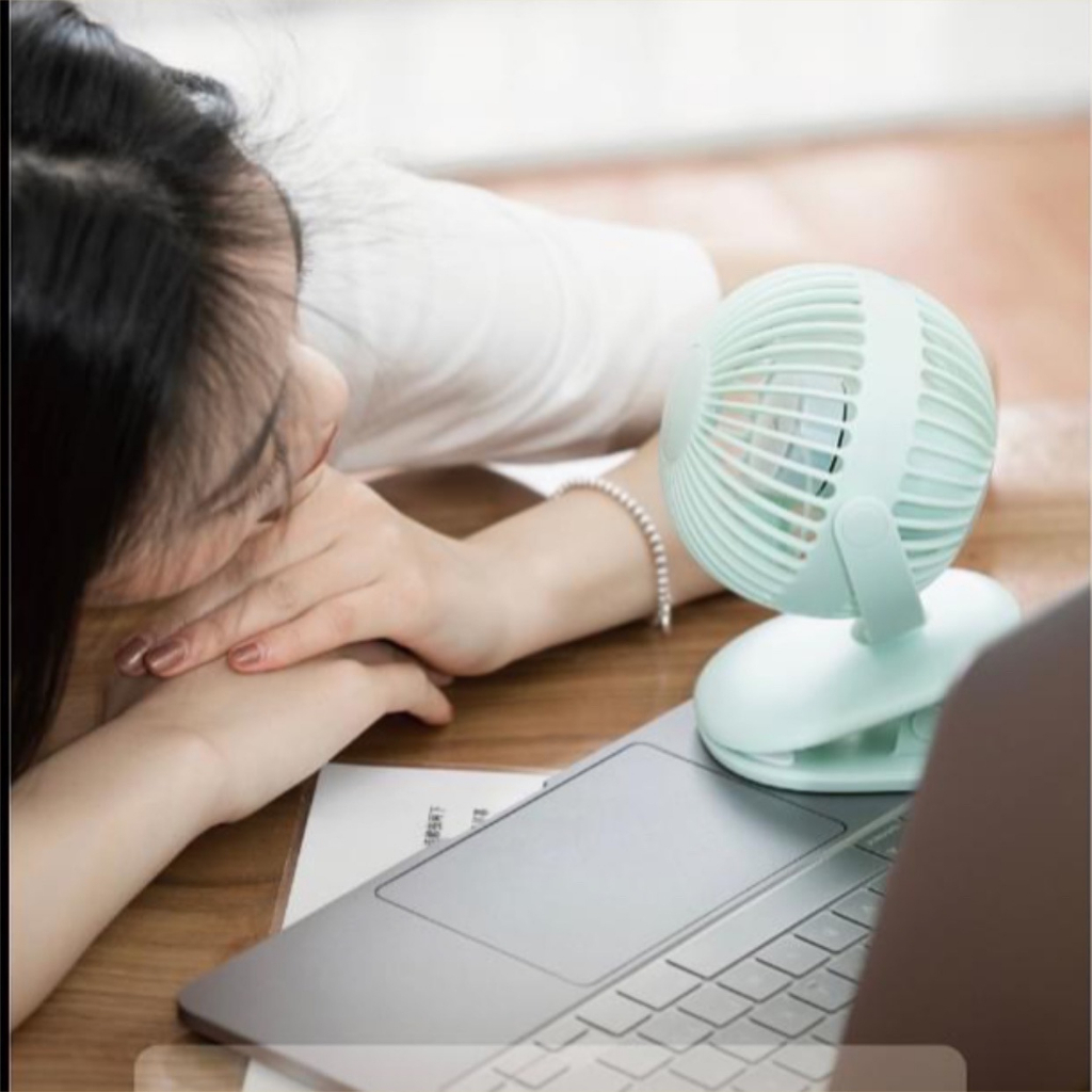 Quạt tích điện hoạt động 4.5h kẹp để bàn xoay 720 độ Wiwu FS03 - 1.200 mAh Chính hãng 2in1