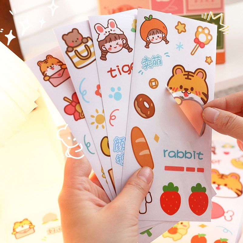 Sticker Cute Cao Cấp Dán Cốc, Vở, Bình Nước, Hộp Bút 7.5*7.5cm Họa Tiết Hoạt Hình BQSHOP