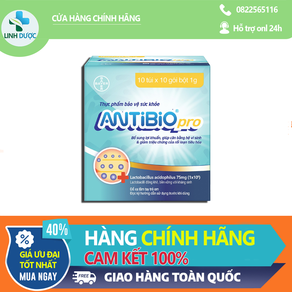 Men tiêu hoá ANTIBIO PRO - Bổ sung lợi khuẩn đường ruột [anti bio, antibiopro] giảm tiêu chảy, biếng ăn, khó tiêu