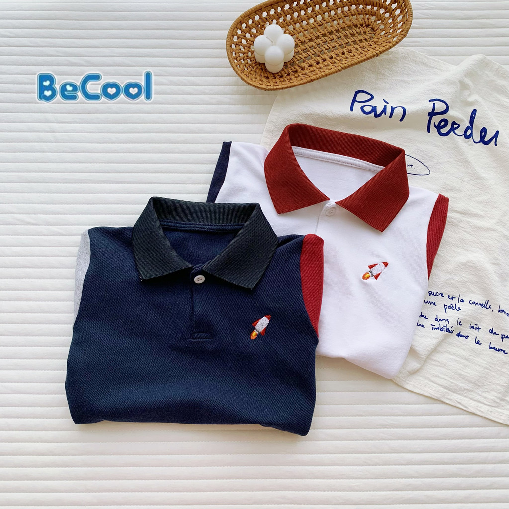Áo Cộc Tay Polo Cho Bé Trai BECOOL Thêu Tàu Tên Lửa Chất Cotton Cá Sấu Cao Cấp Cho Bé Từ 10-26KG