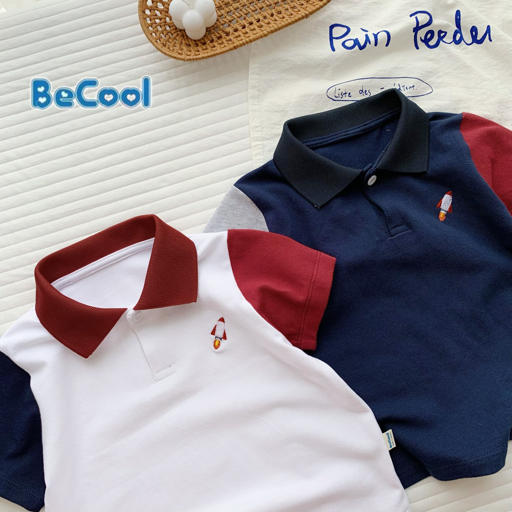 Áo Cộc Tay Polo Cho Bé Trai BECOOL Thêu Tàu Tên Lửa Chất Cotton Cá Sấu Cao Cấp Cho Bé Từ 10-26KG