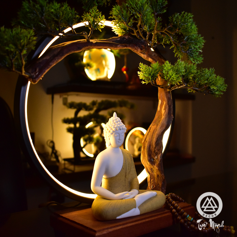 Thác khói trầm hương phật đèn led cao cấp, để phòng thờ đọc kinh, bàn trà, phòng làm việc tĩnh tâm an lạc