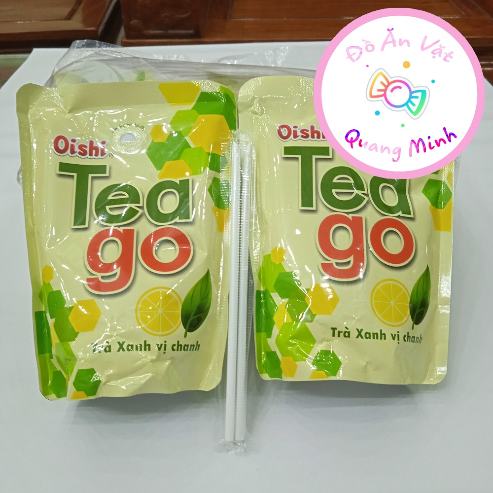 Bán sỉ nước trà xanh Tea Go vị chanh, đào Oishi bịch 10 gói 180ml thơm mát giải nhiệt mùa hè, đồ ăn vặt hot nhất