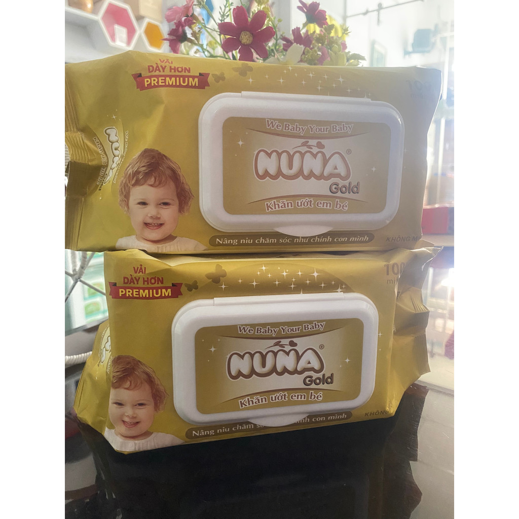Khăn ướt Nuna 100 miếng, tiện lợi cho gia đình: Làm sạch và an toàn cho mọi người-NUNA GOLD 80 +20 MIẾNG KHÔNG MÙI