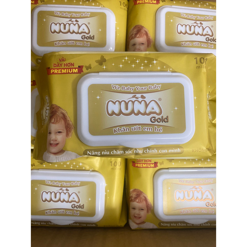 Khăn ướt Nuna 100 miếng, tiện lợi cho gia đình: Làm sạch và an toàn cho mọi người-NUNA GOLD 80 +20 MIẾNG KHÔNG MÙI