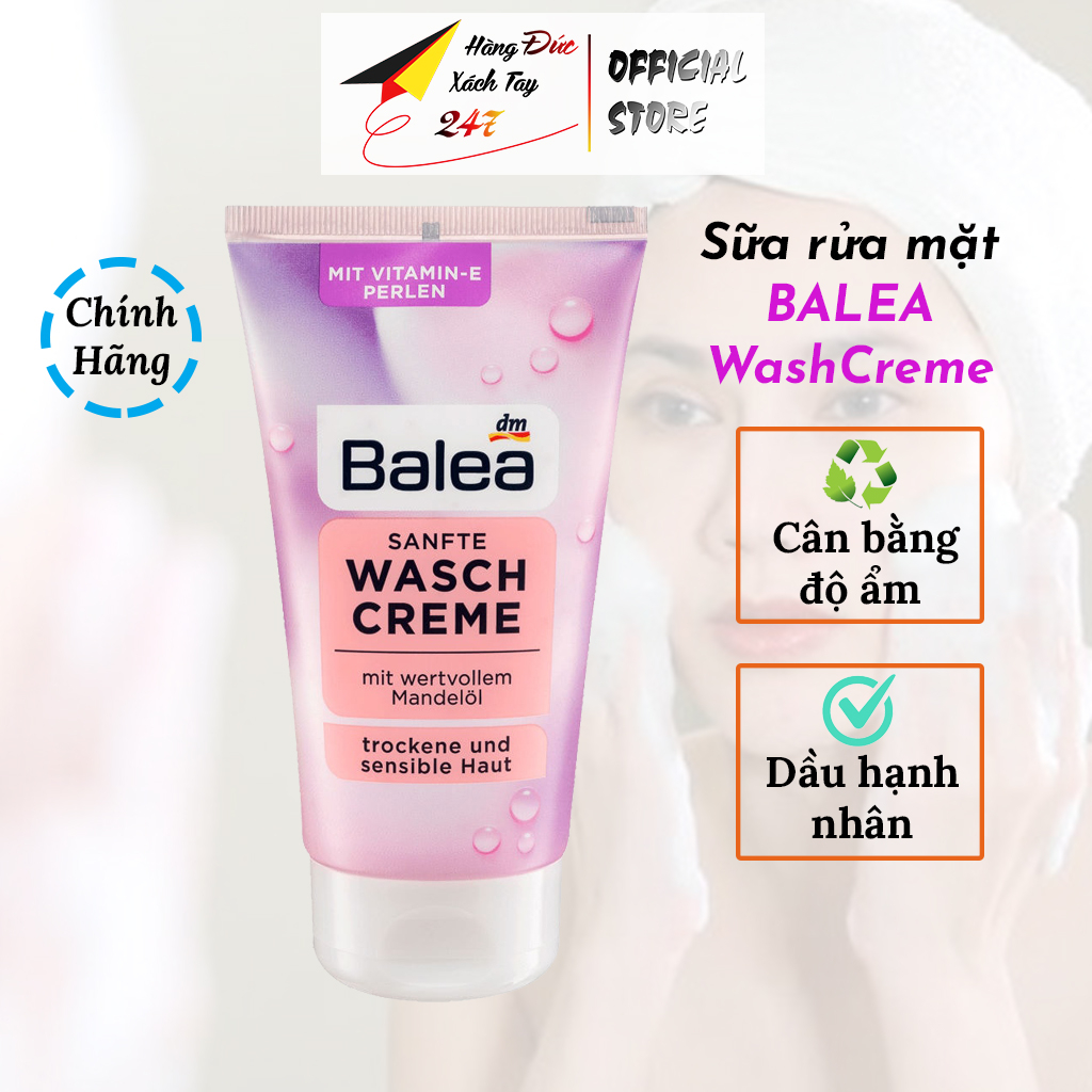 Sữa rửa mặt Balea Waschcreme sạch sâu cho da khô & nhạy Cảm 150 ml