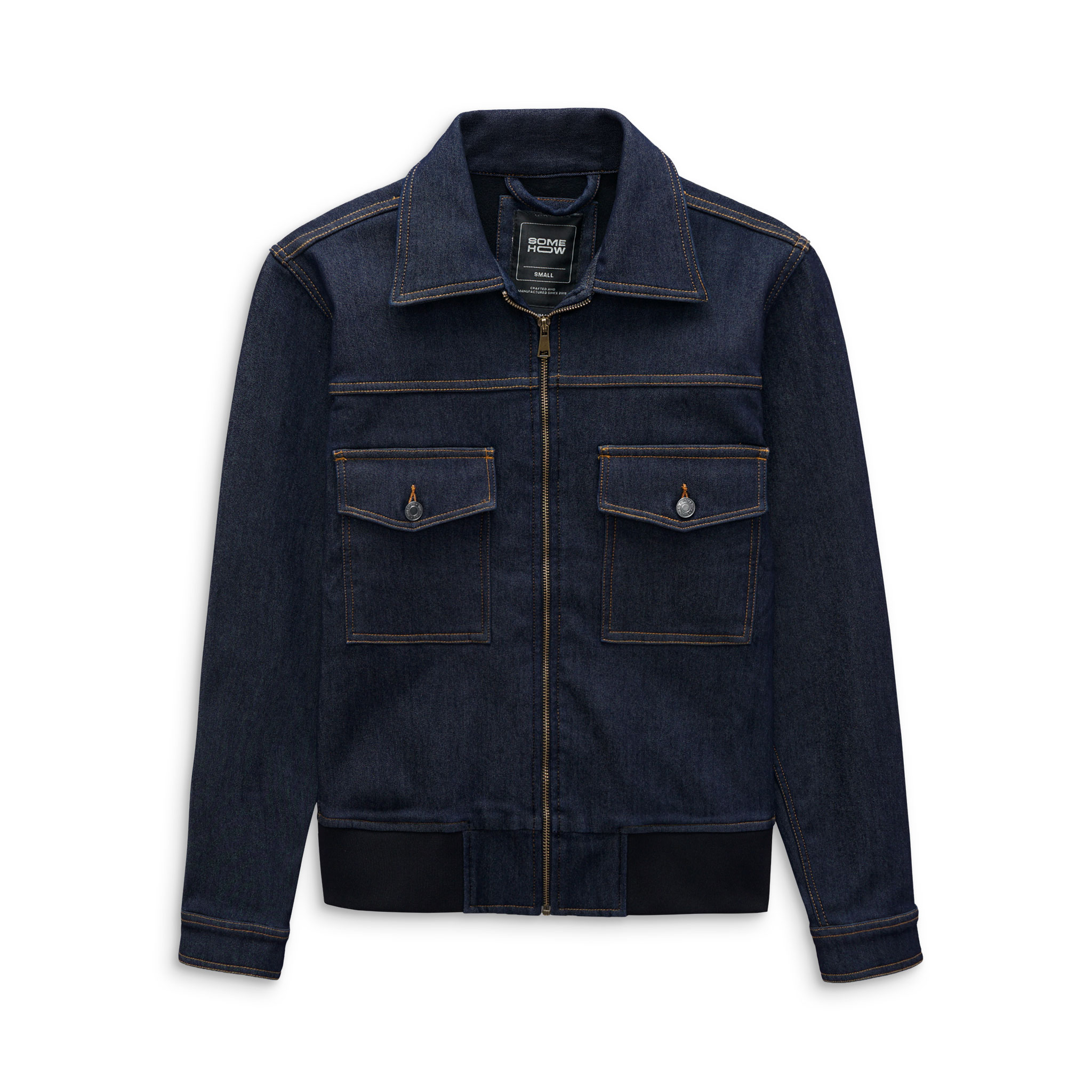 Áo Khoác Nam Denim Zipper Navy, Chất Vải Jean Cotton Thoải Mái,AK0035-01,SOMEHOW